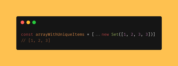 Create an array with unique items using Set by That's an Egg blog javascript 2020