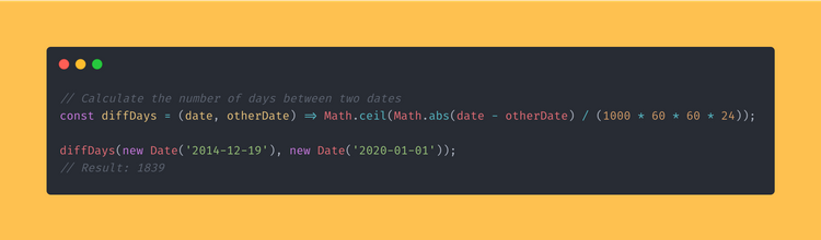 JavaScript function that calculates the number of days between 2 dates